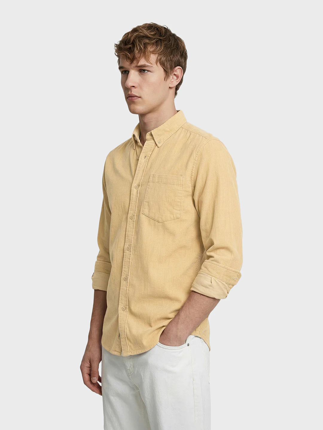 Men's Khaki Regular Fit Solid Casual Shirt - Image 4