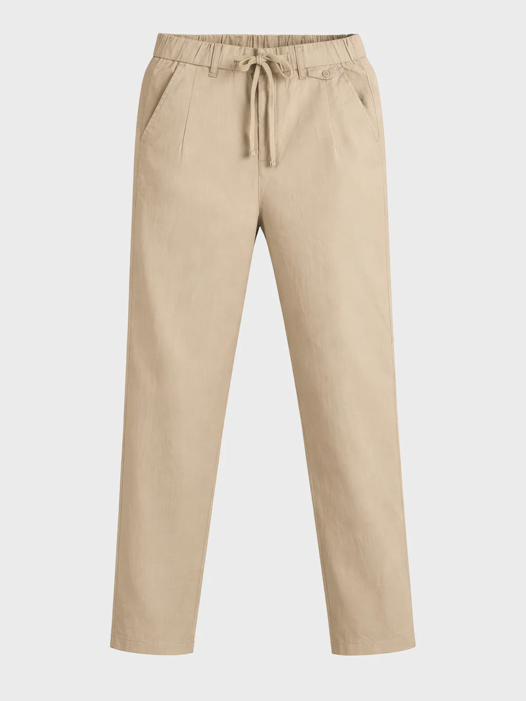 Men's Khaki Regular Fit Solid Casual Trousers - Image 5
