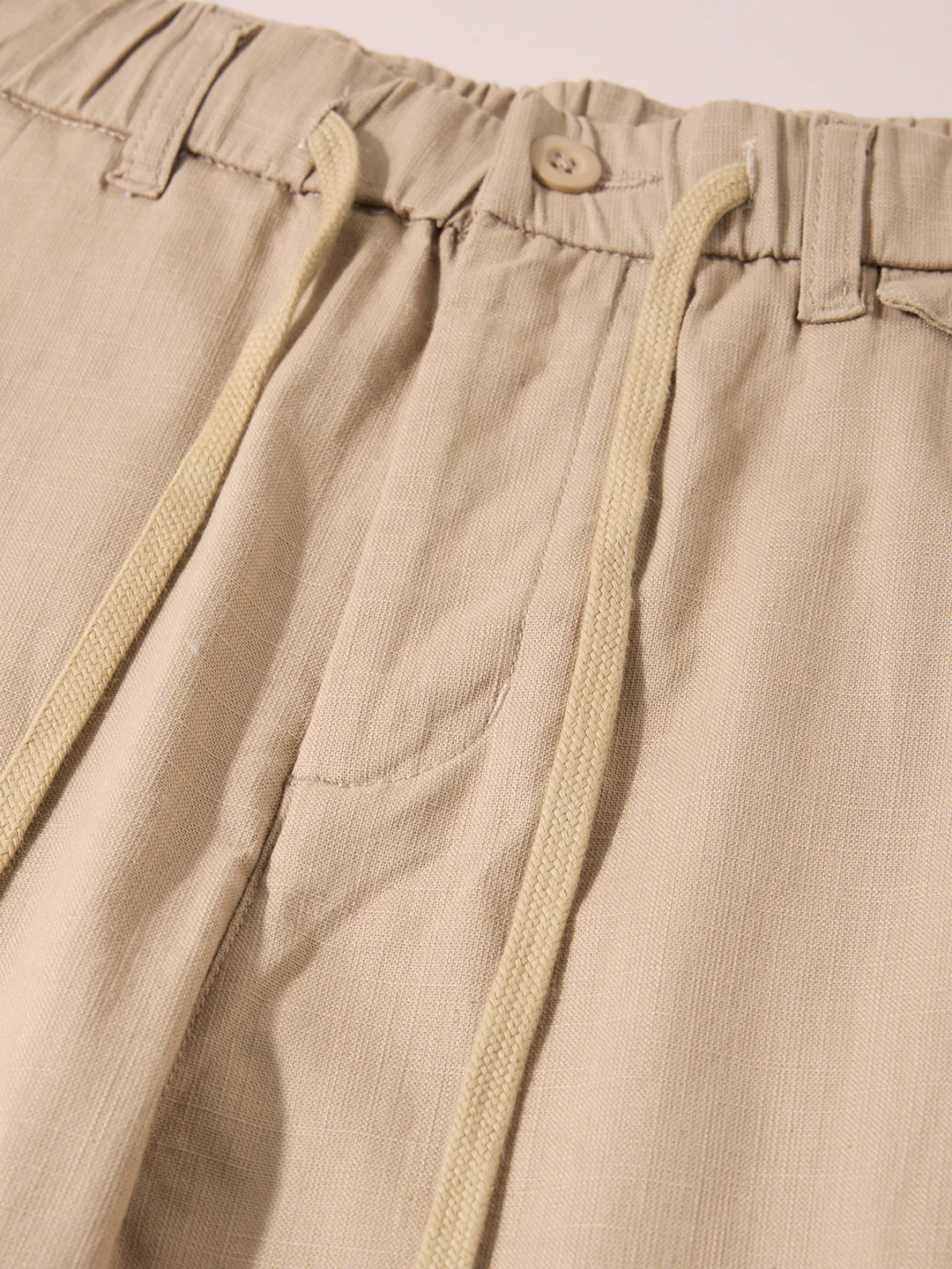 Men's Khaki Regular Fit Solid Casual Trousers - Image 7