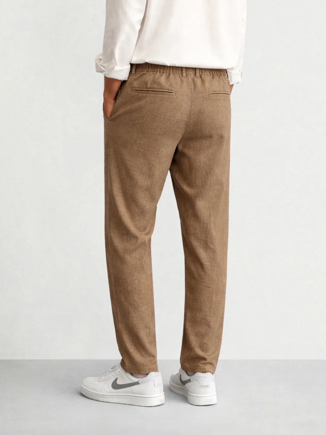 Men's Khaki Regular Fit Solid Casual Trousers - Image 2