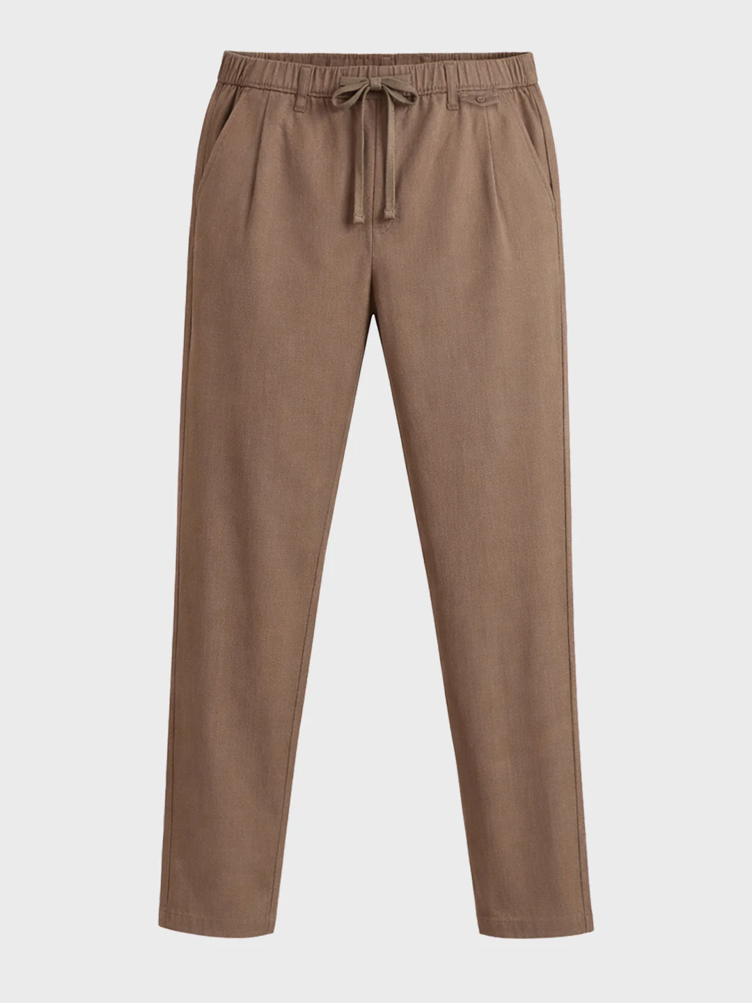 Men's Khaki Regular Fit Solid Casual Trousers - Image 5