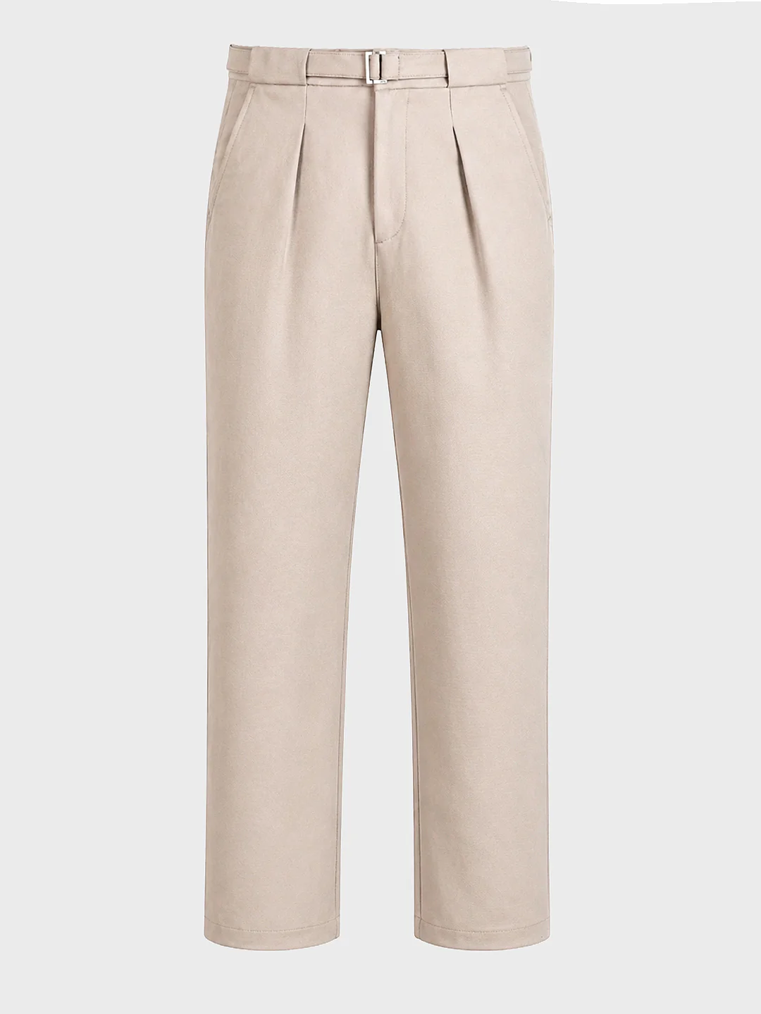 Men's Khaki Regular Fit Solid Casual Trousers - Image 7