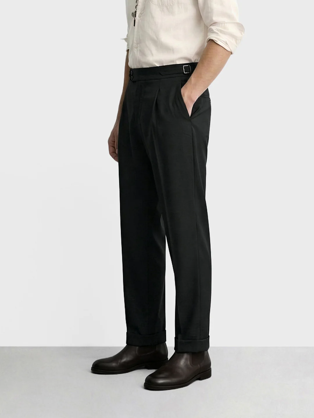 Men's Khaki Regular Fit Solid Casual Trousers - Image 2