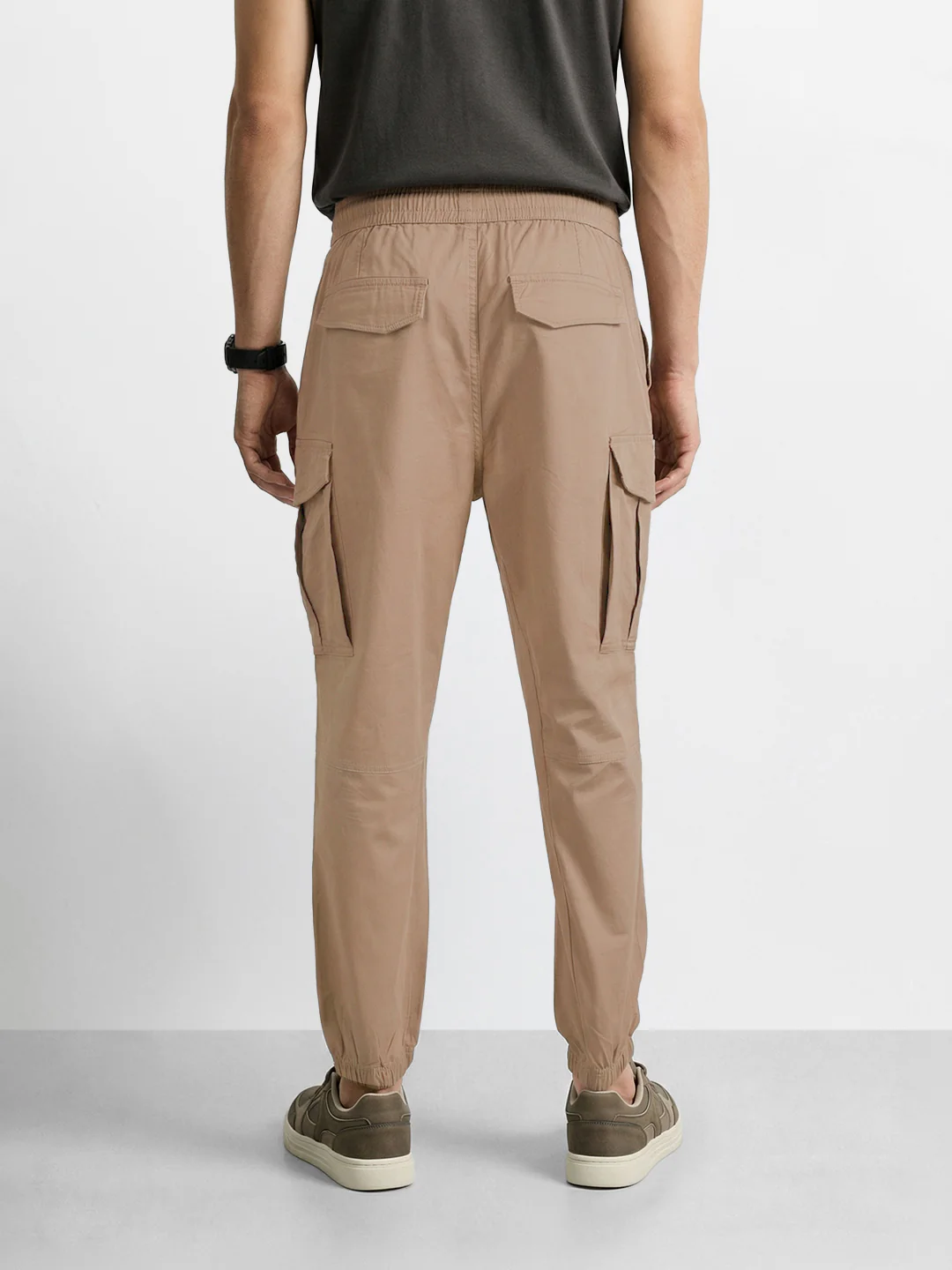 Men's Khaki Regular Fit Solid Utility Cargo - Image 4