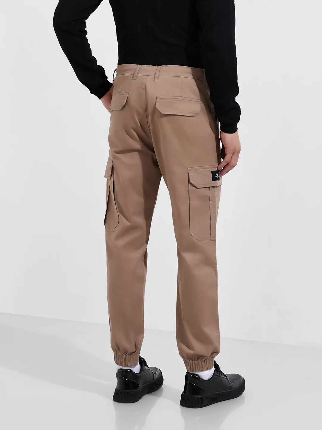 Men's Khaki Regular Fit Solid Utility Cargo - Image 5