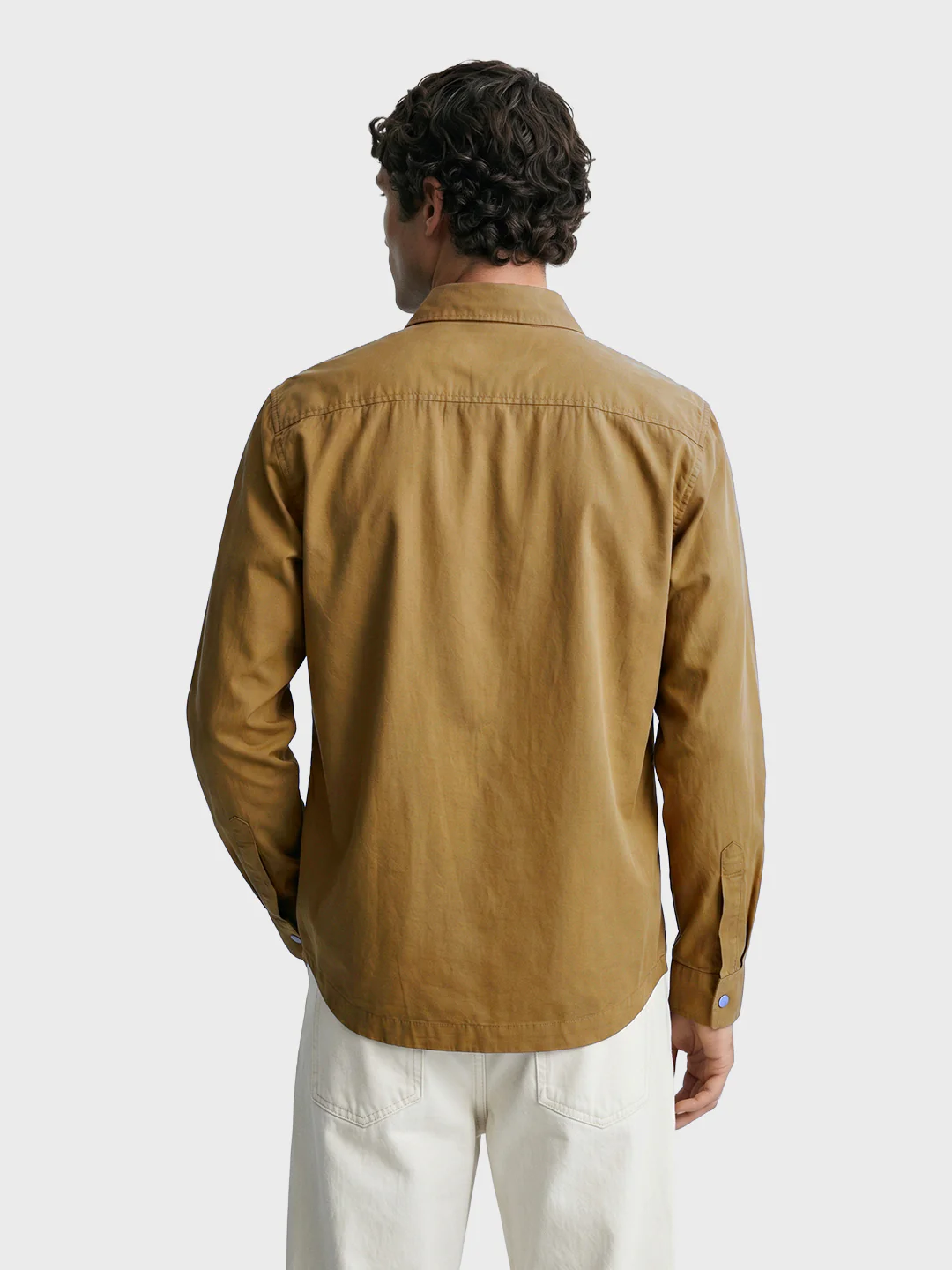 Men's Khaki Regular Fit Solid Utility Shirt - Image 4