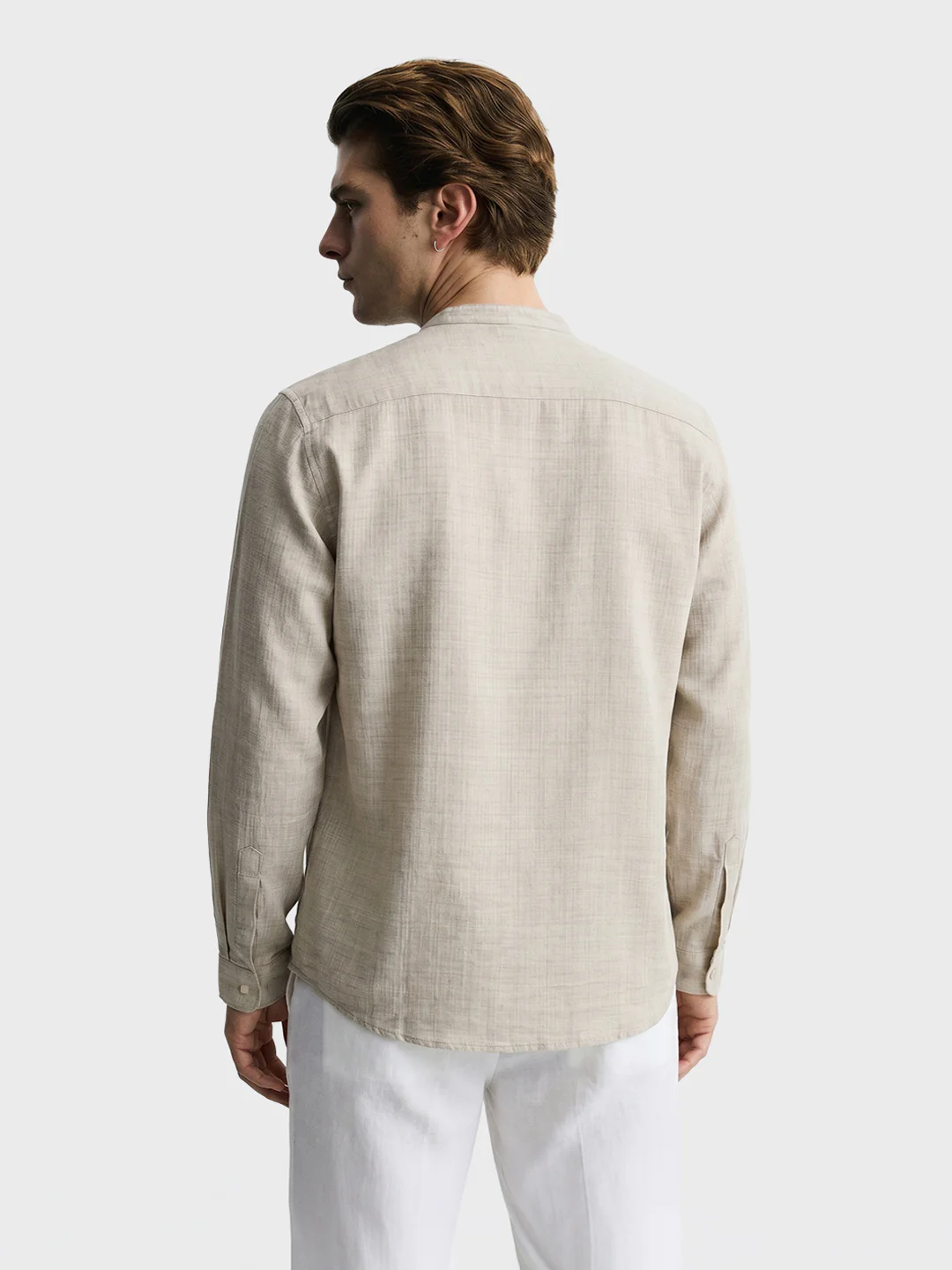 Men's Khaki Regular Fit Solid Casual Shirt - Image 4