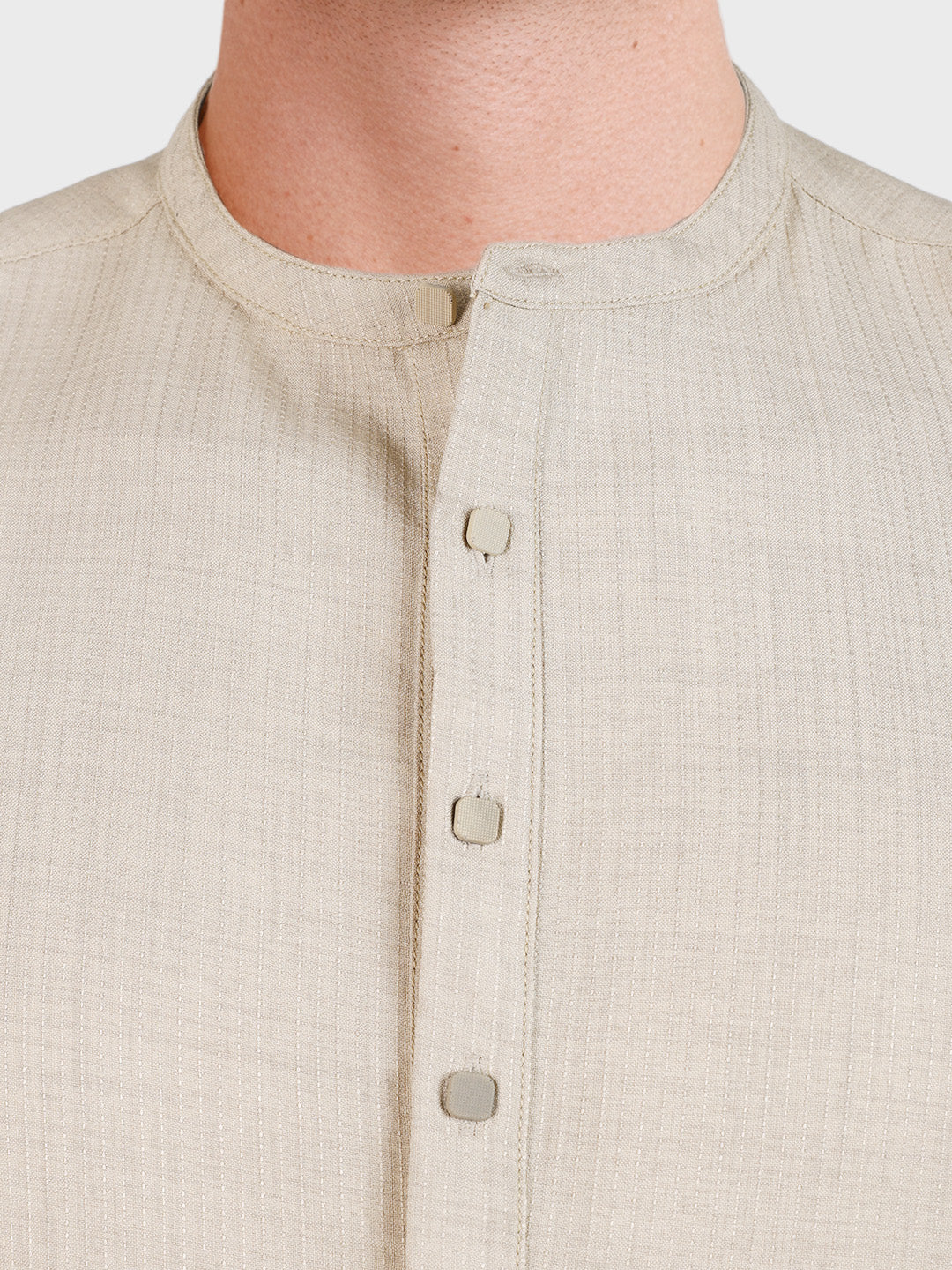 Men's Khaki Regular Fit Solid Casual Shirt - Image 7