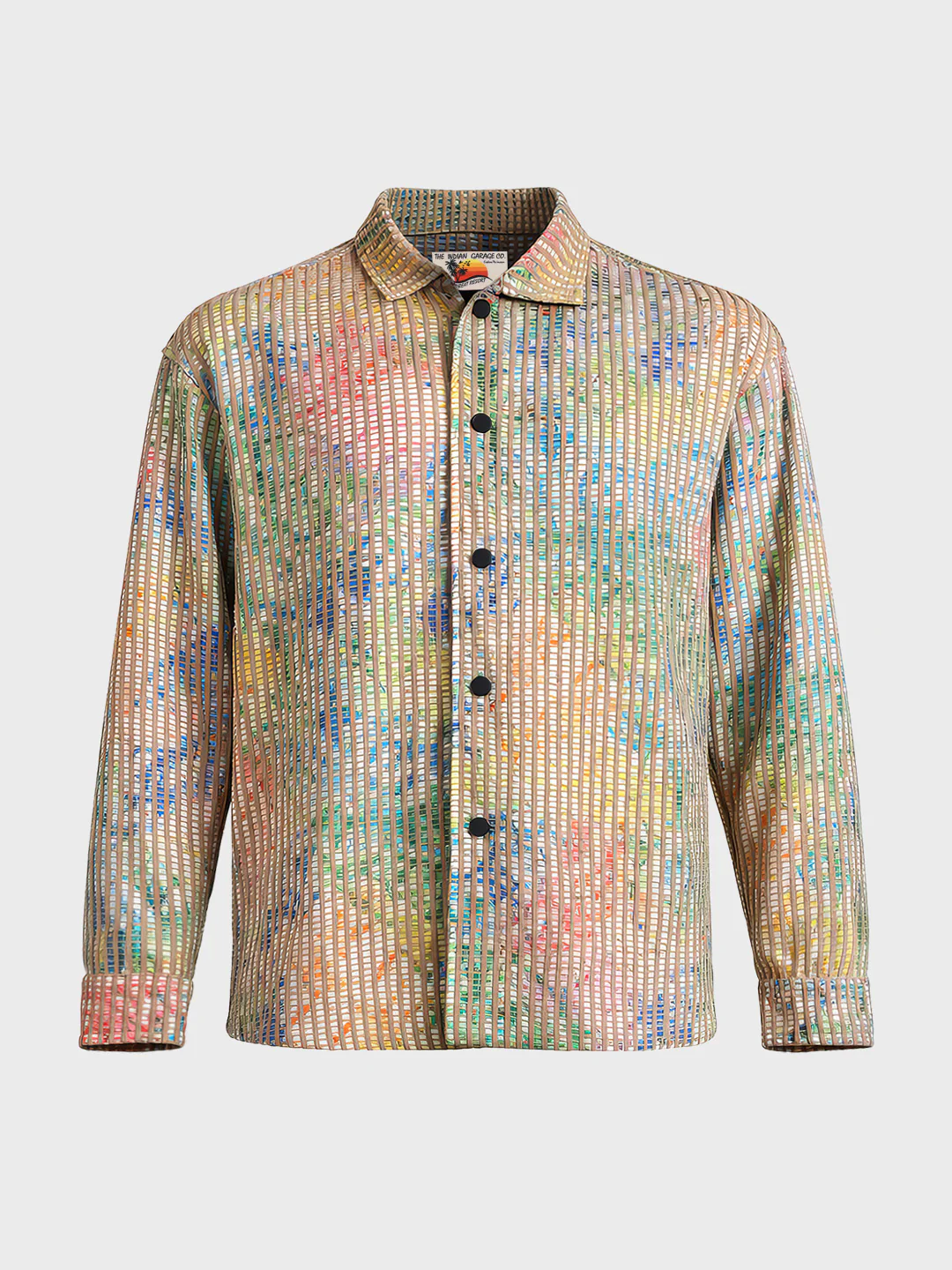 Men's Khaki Regular Fit Textured Casual Shirts - Image 5