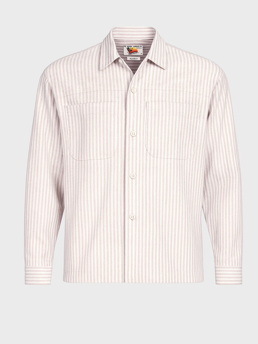 Men's Khaki Regular Fit Vertical Stripes Resort Wear Shirt - Image 4