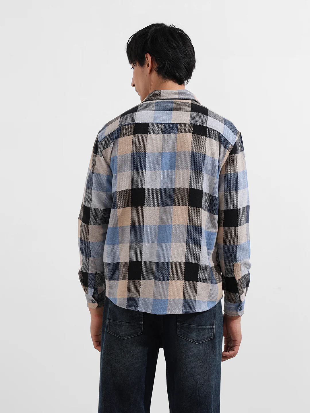 Men's Khaki Relaxed Fit Casual Checkered Shirt - Image 6