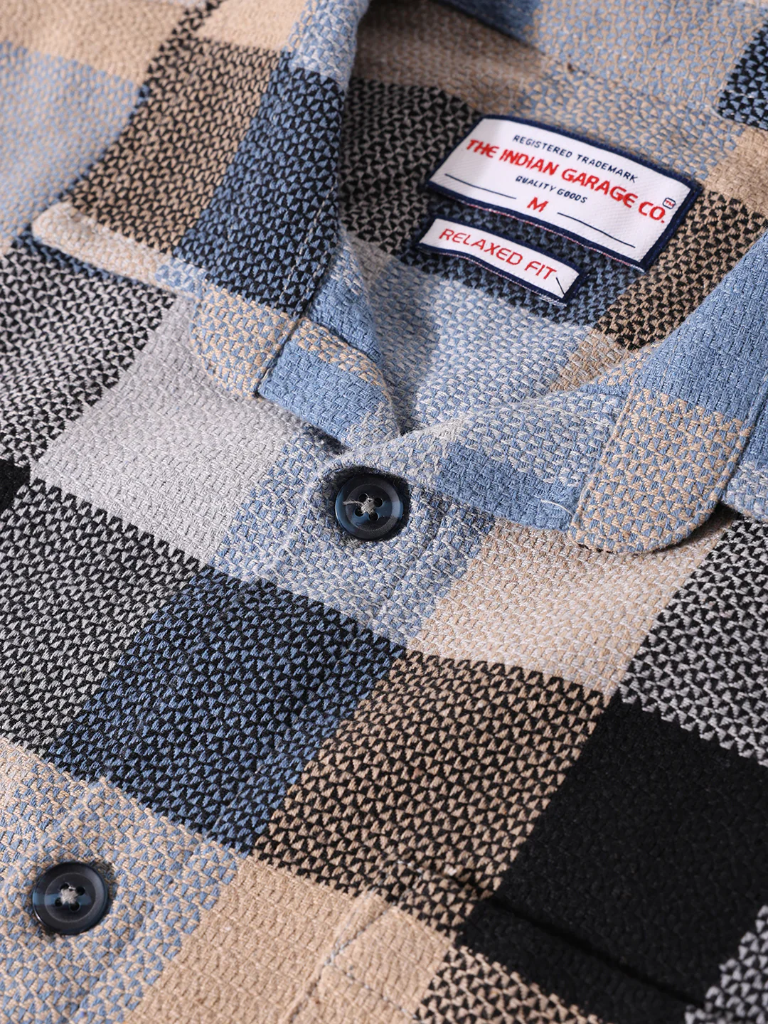 Men's Khaki Relaxed Fit Casual Checkered Shirt - Image 7