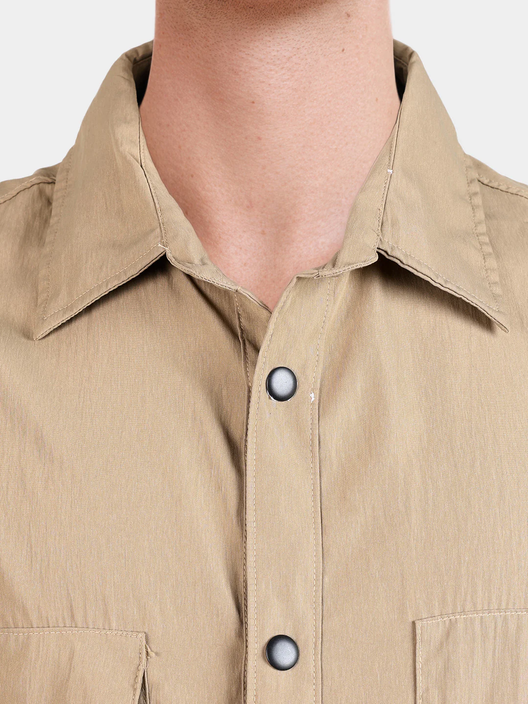 Men's Khaki Relaxed Fit Solid Casual Shirts - Image 3