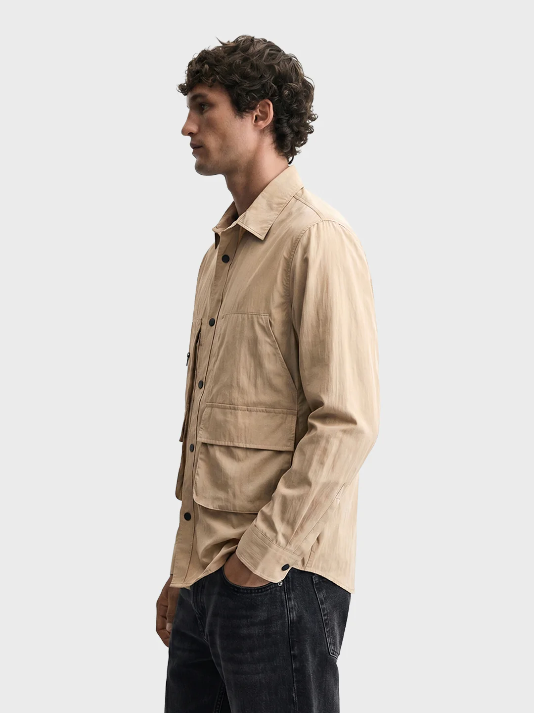 Men's Khaki Relaxed Fit Solid Casual Shirts - Image 4