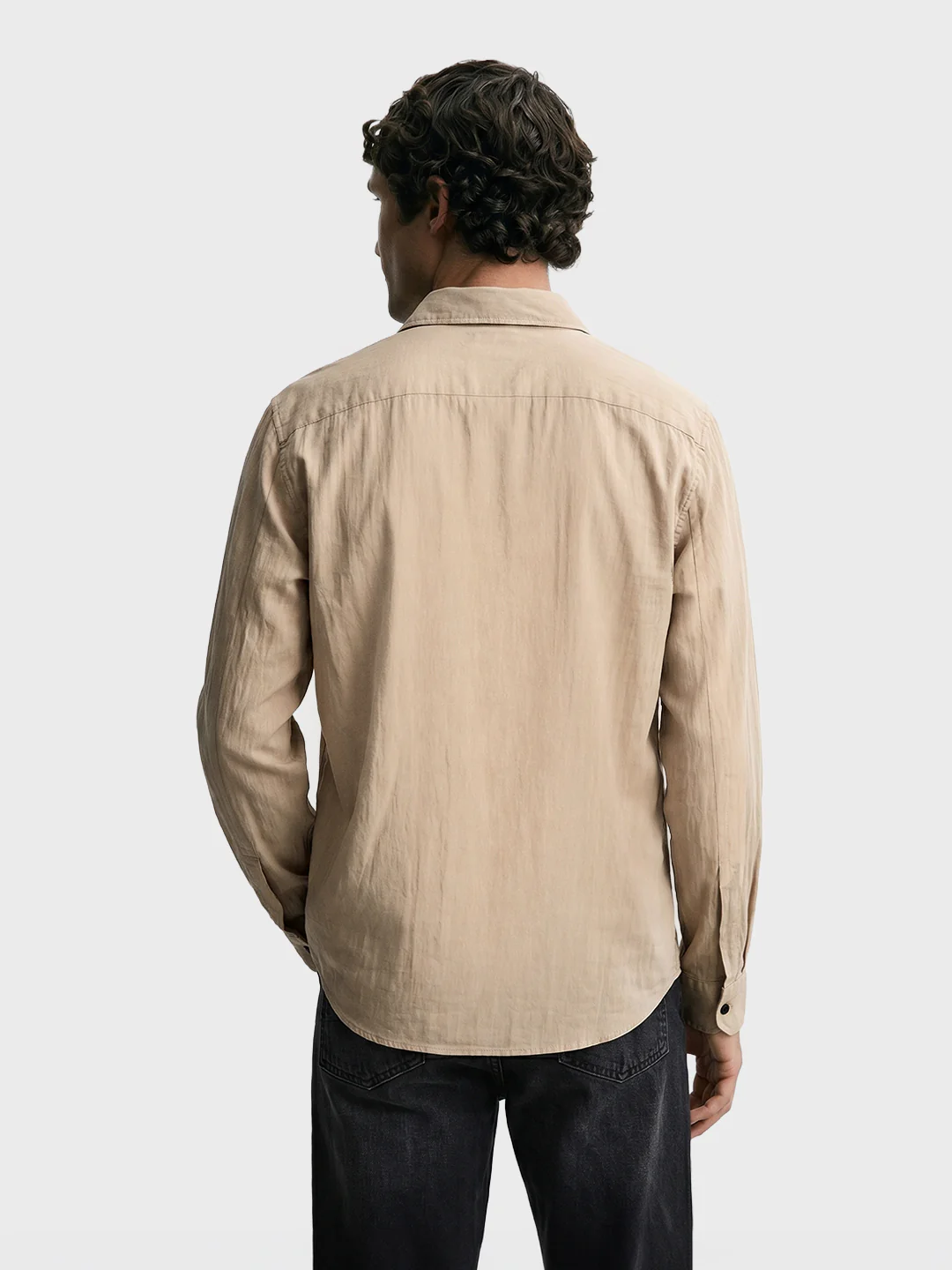Men's Khaki Relaxed Fit Solid Casual Shirts - Image 5