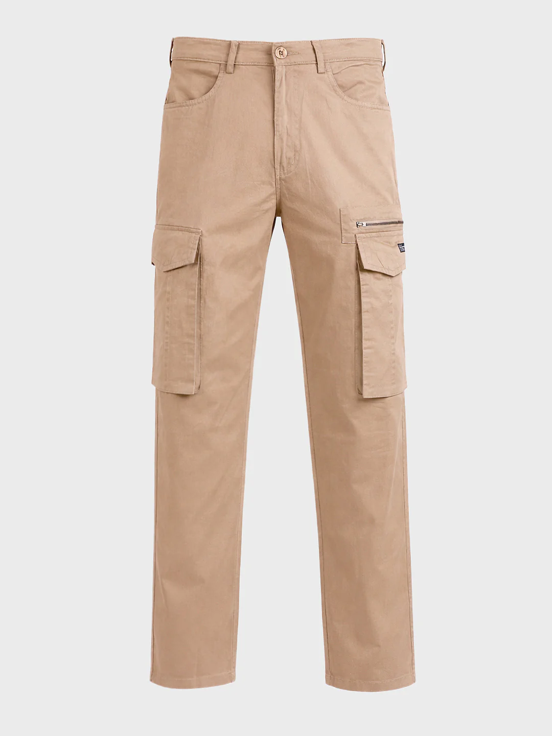 Men's Khaki Relaxed Fit Solid Utility Cargo - Image 6