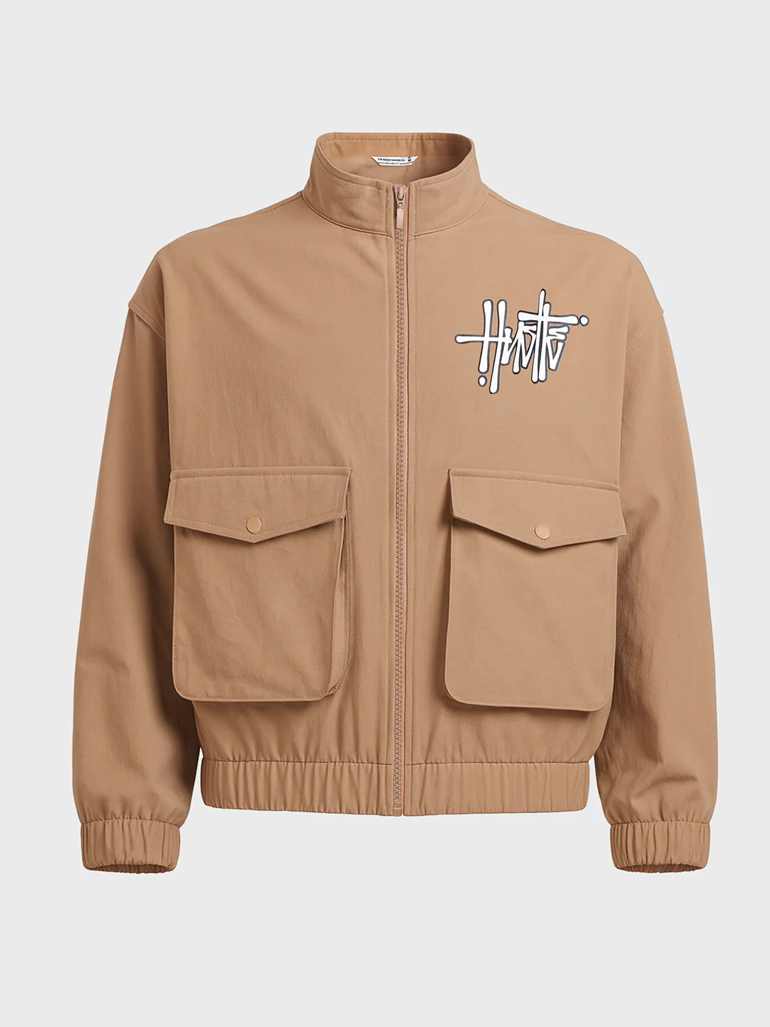 Men's Khaki Relaxed Fit Solid Utility Jacket - Image 3