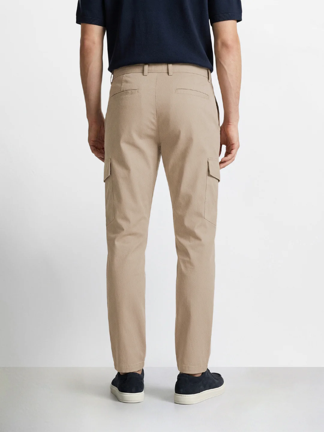Men's Beige Relaxed Fit Solid Utility Joggers - Image 4