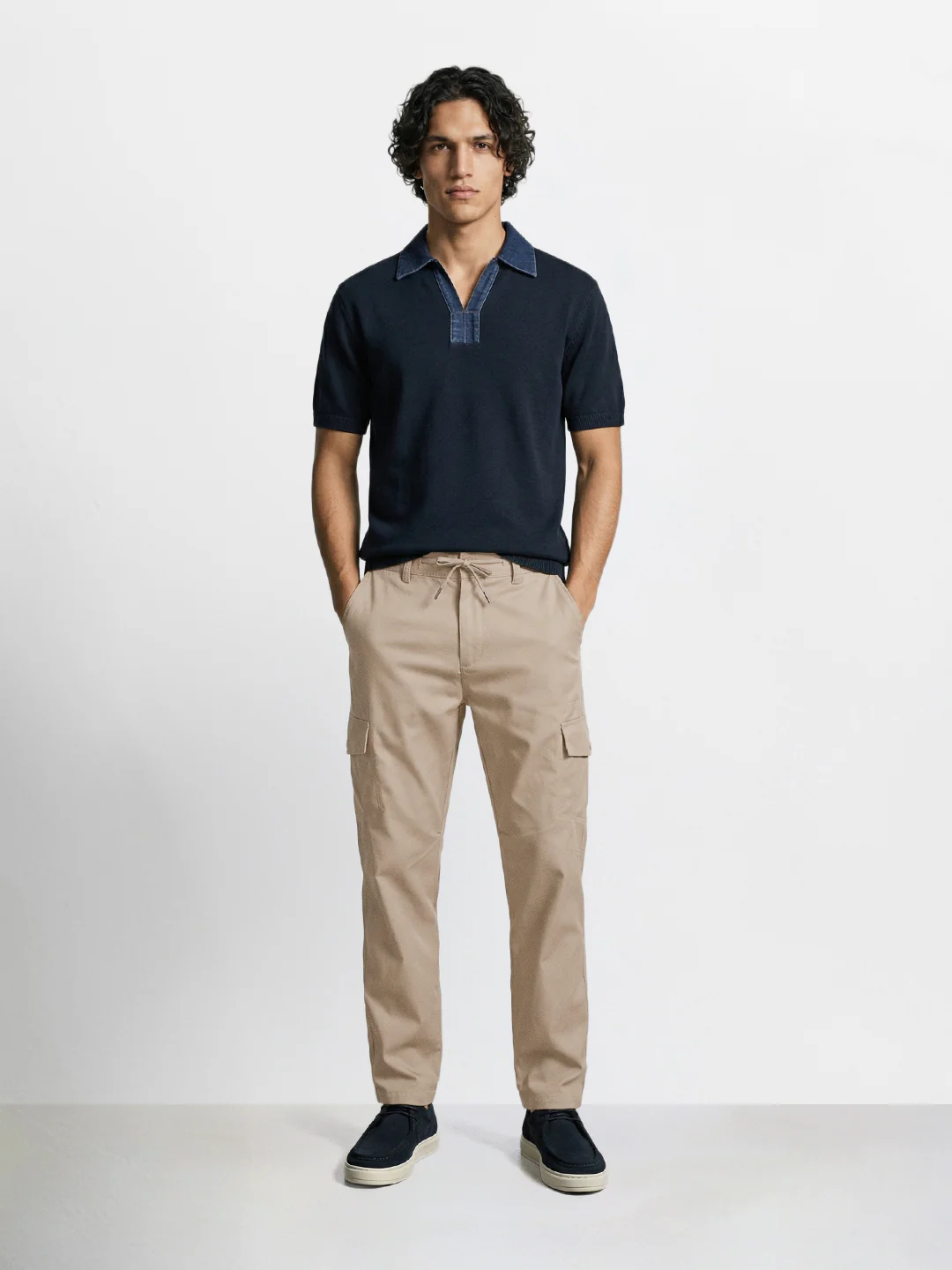 Men's Beige Relaxed Fit Solid Utility Joggers - Image 5