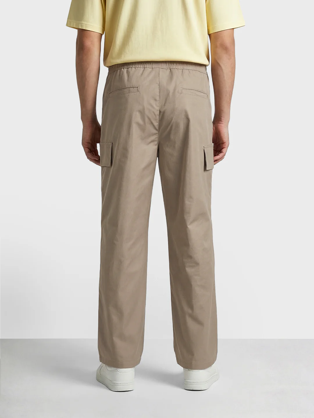 Men's Khaki Relaxed Fit Solid Utility Joggers - Image 4