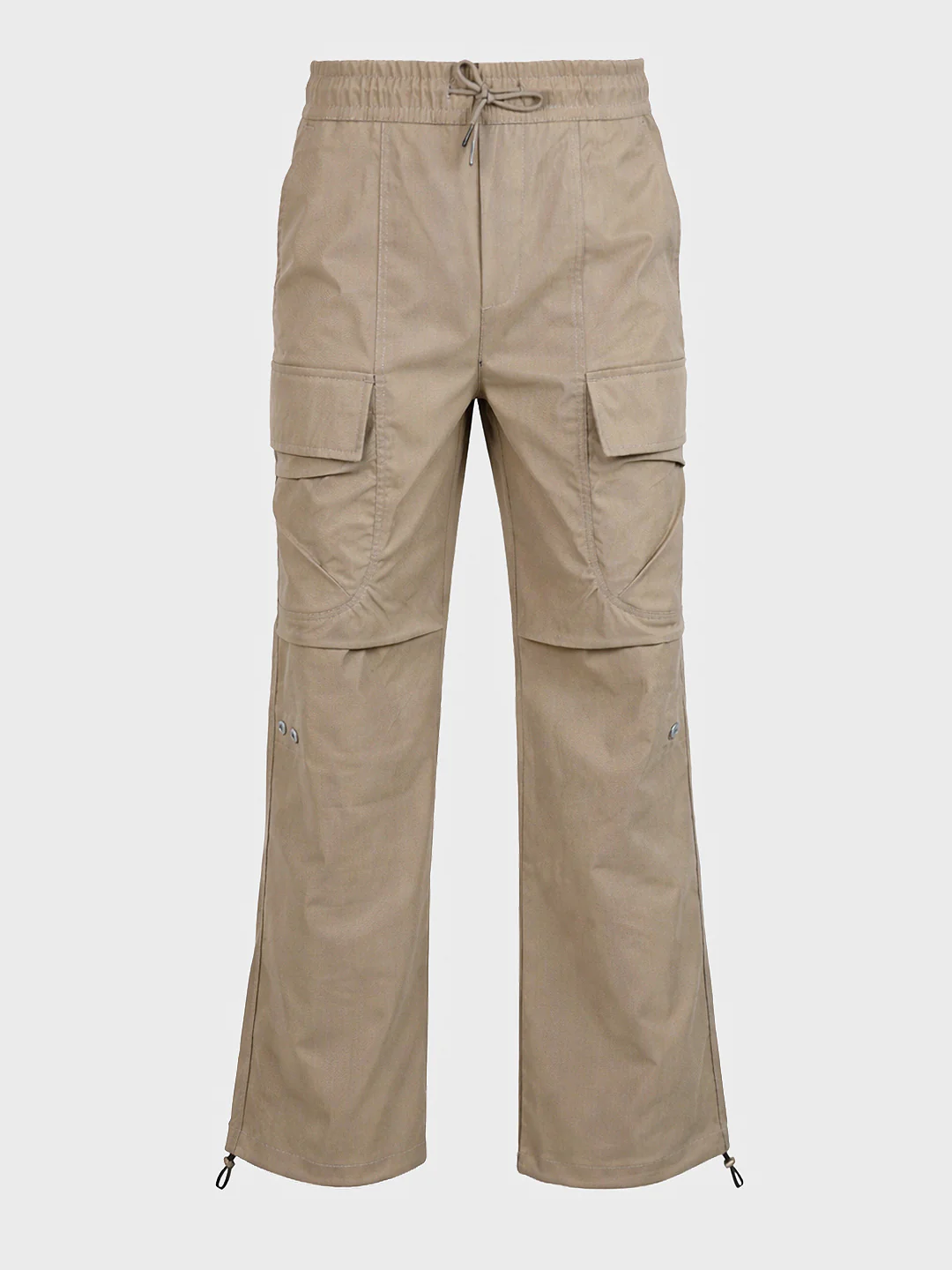 Men's Khaki Relaxed Fit Solid Utility Joggers - Image 6