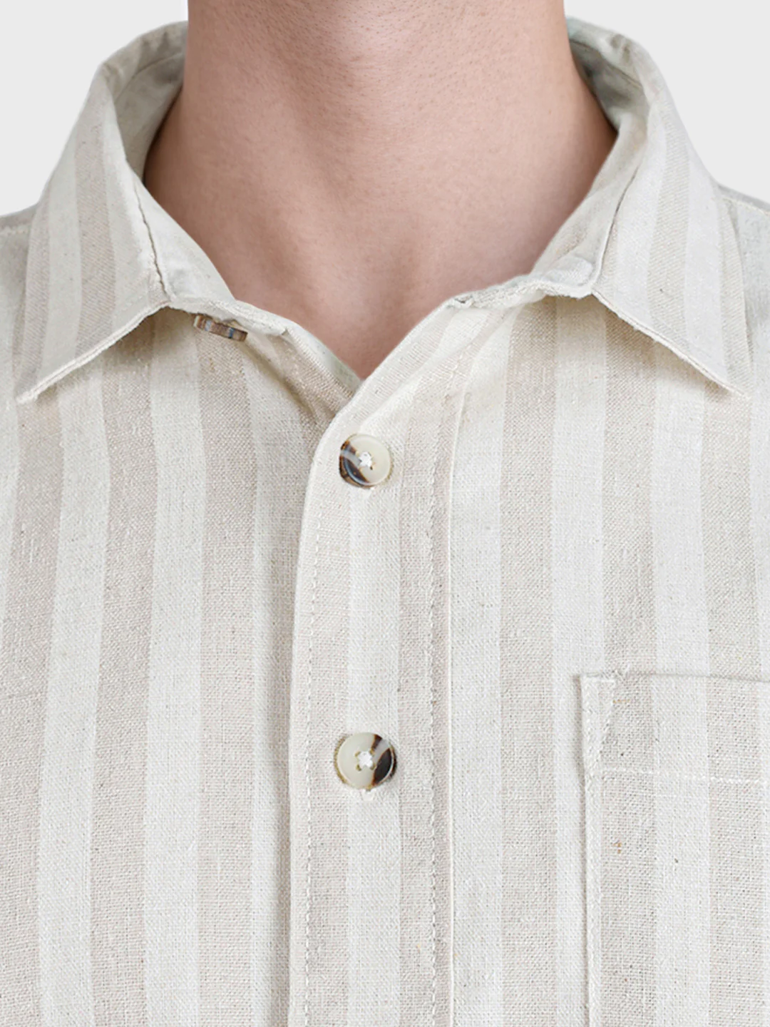 Men's Khaki Relaxed Fit Striped Casual Shirt - Image 7