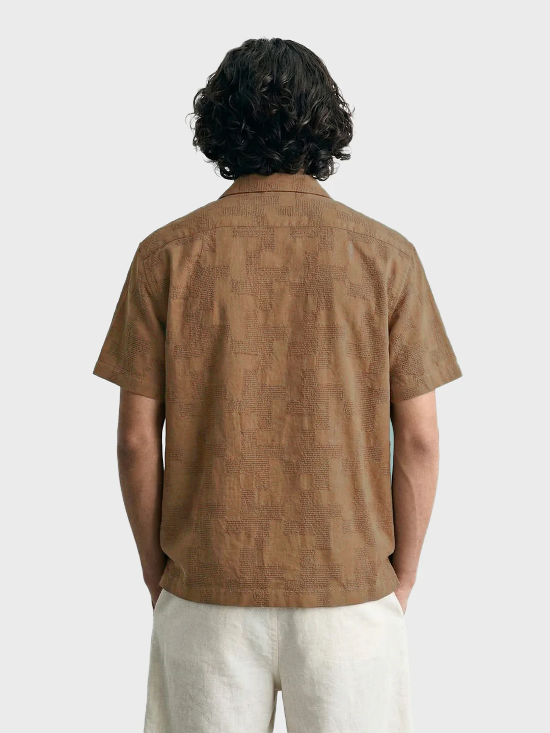 Men's Khaki Relaxed Fit Solid Casual Shirt - Image 4