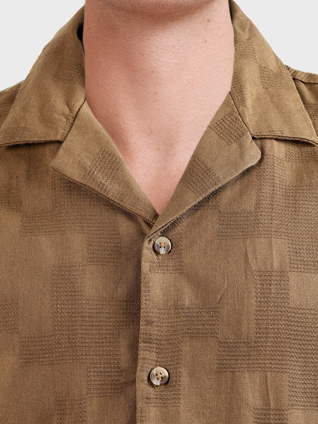 Men's Khaki Relaxed Fit Solid Casual Shirt - Image 7