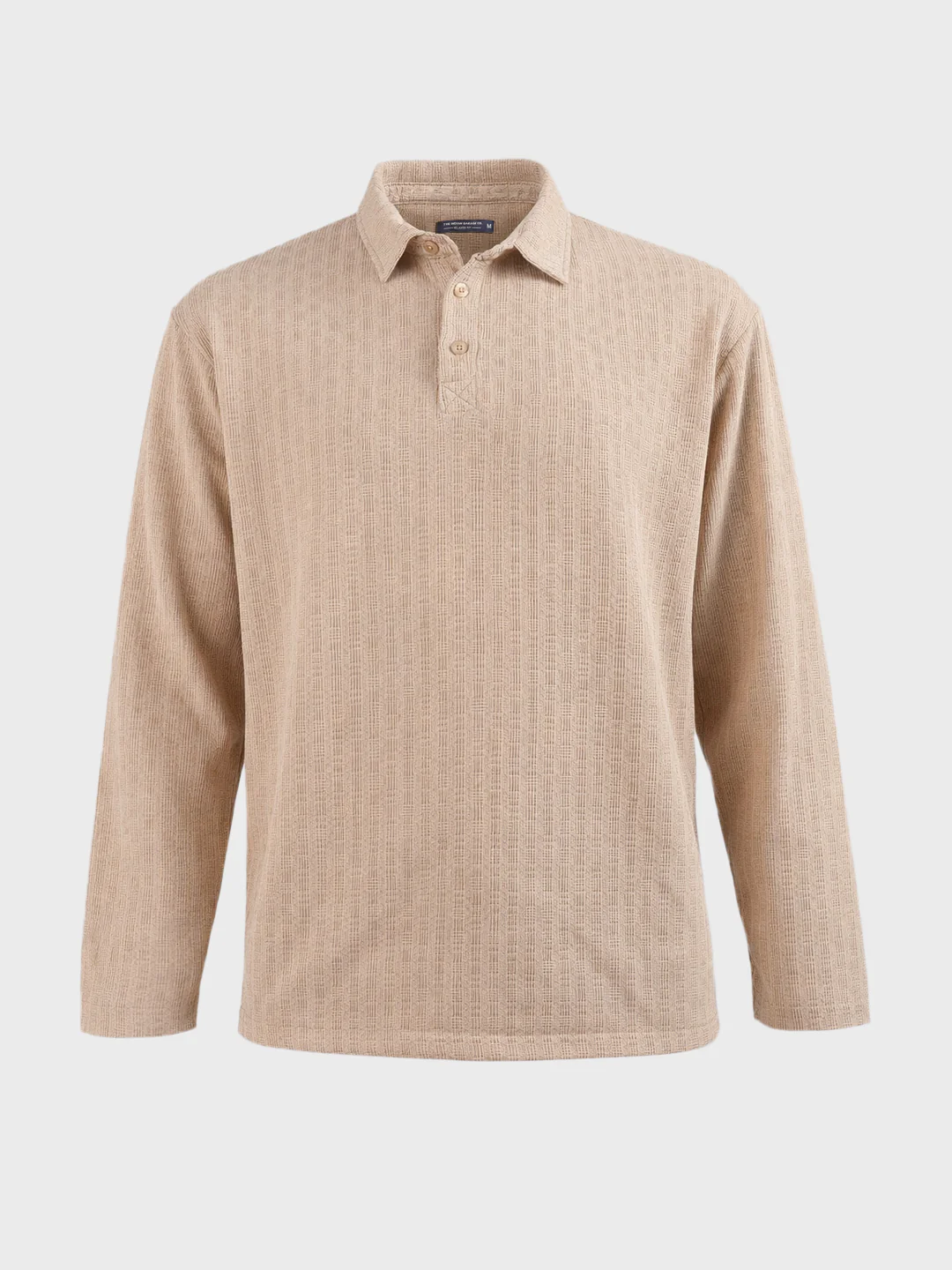 Men's Khaki Relaxed Fit Textured Casual T-Shirts - Image 5