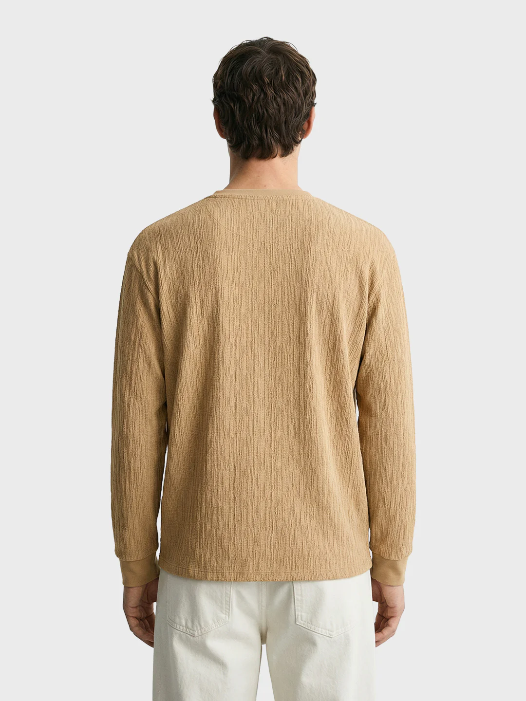 Men's Khaki Relaxed Fit Solid Casual T-Shirts - Image 5