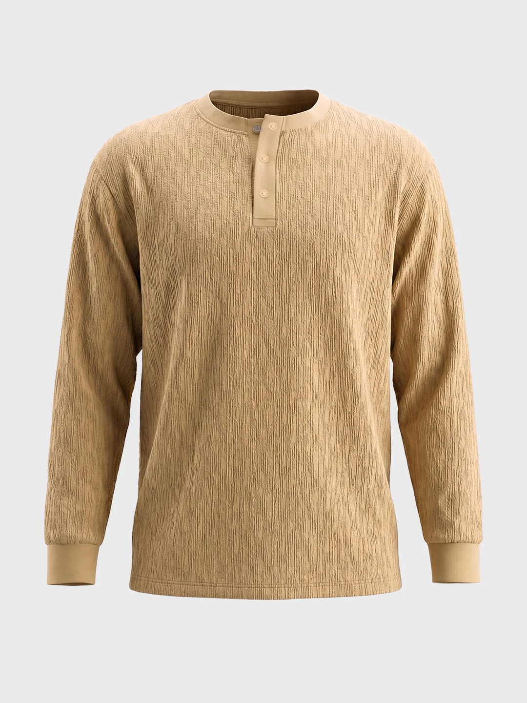 Men's Khaki Relaxed Fit Solid Casual T-Shirts - Image 6