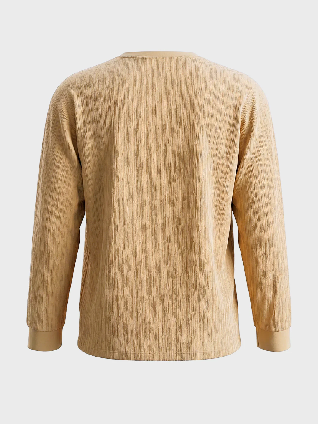 Men's Khaki Relaxed Fit Solid Casual T-Shirts - Image 7