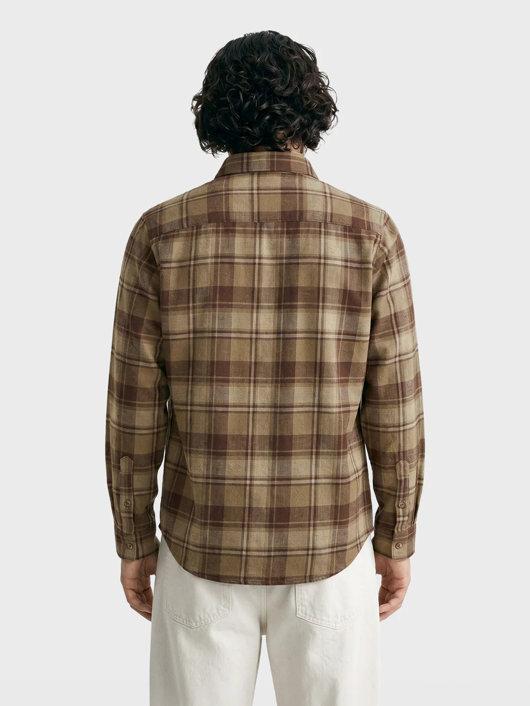 Men's Khaki Slim Fit Checkered Casual Shirt - Image 5