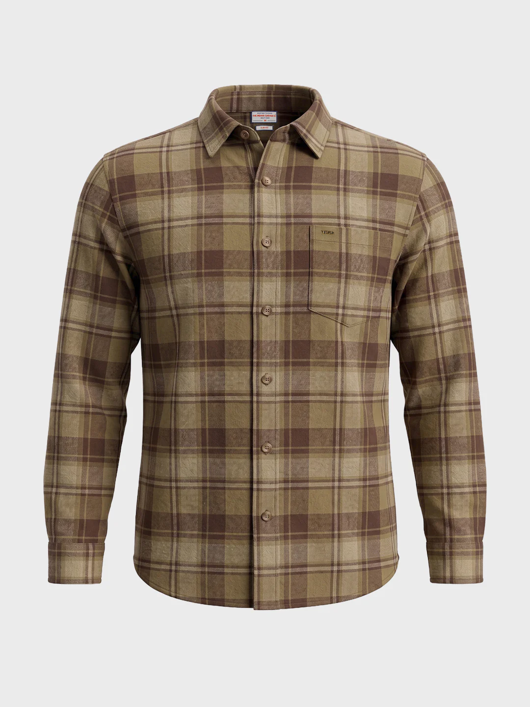 Men's Khaki Slim Fit Checkered Casual Shirt - Image 6