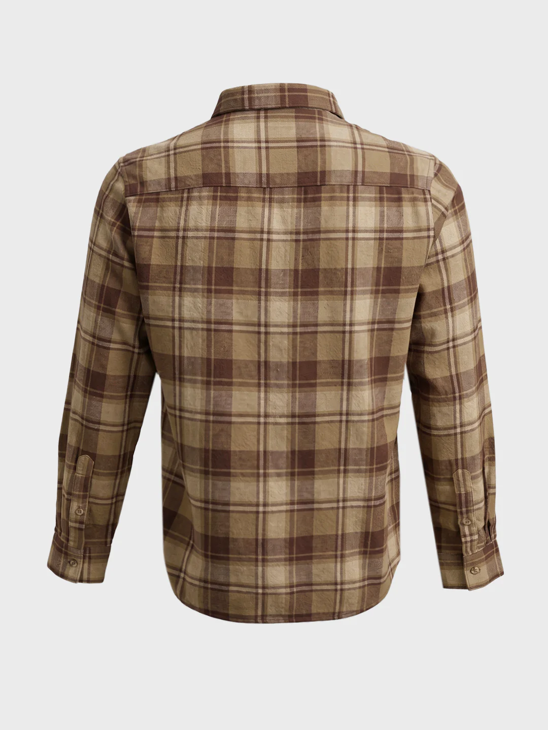 Men's Khaki Slim Fit Checkered Casual Shirt - Image 7