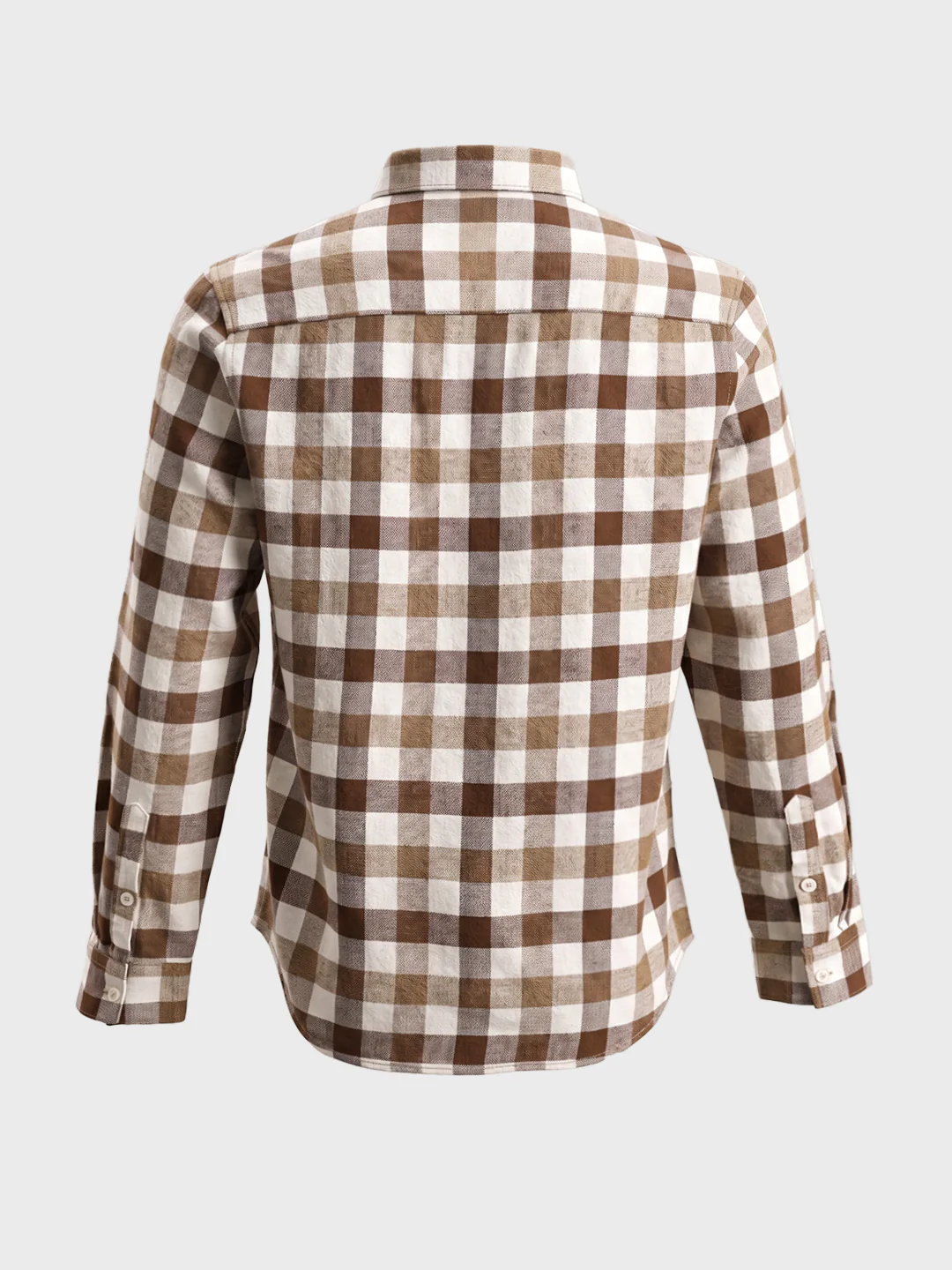 Men's Khaki Slim Fit Checkered Casual Shirt - Image 7