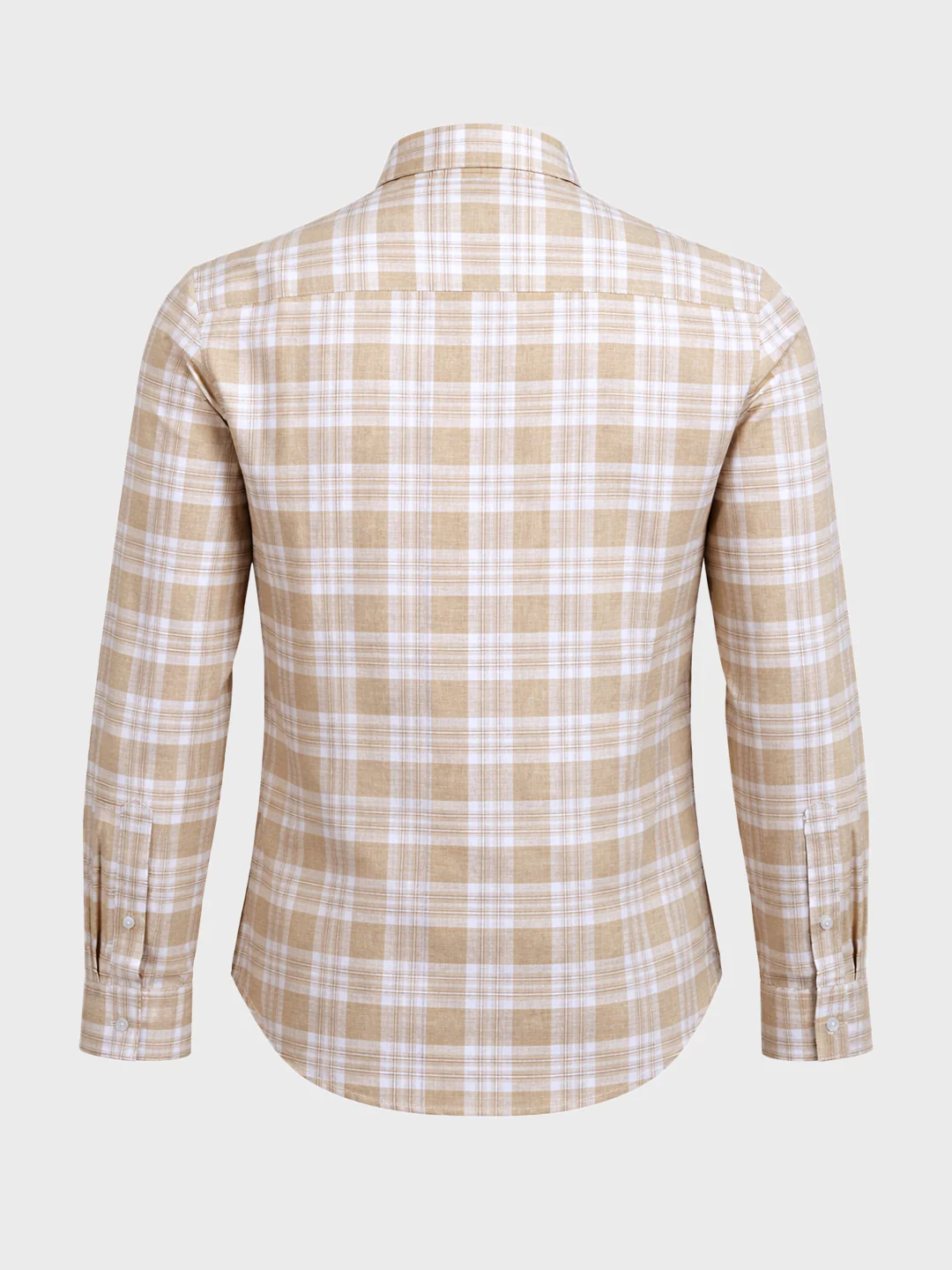 Men's Khaki Slim Fit Checkered Casual Shirt - Image 7