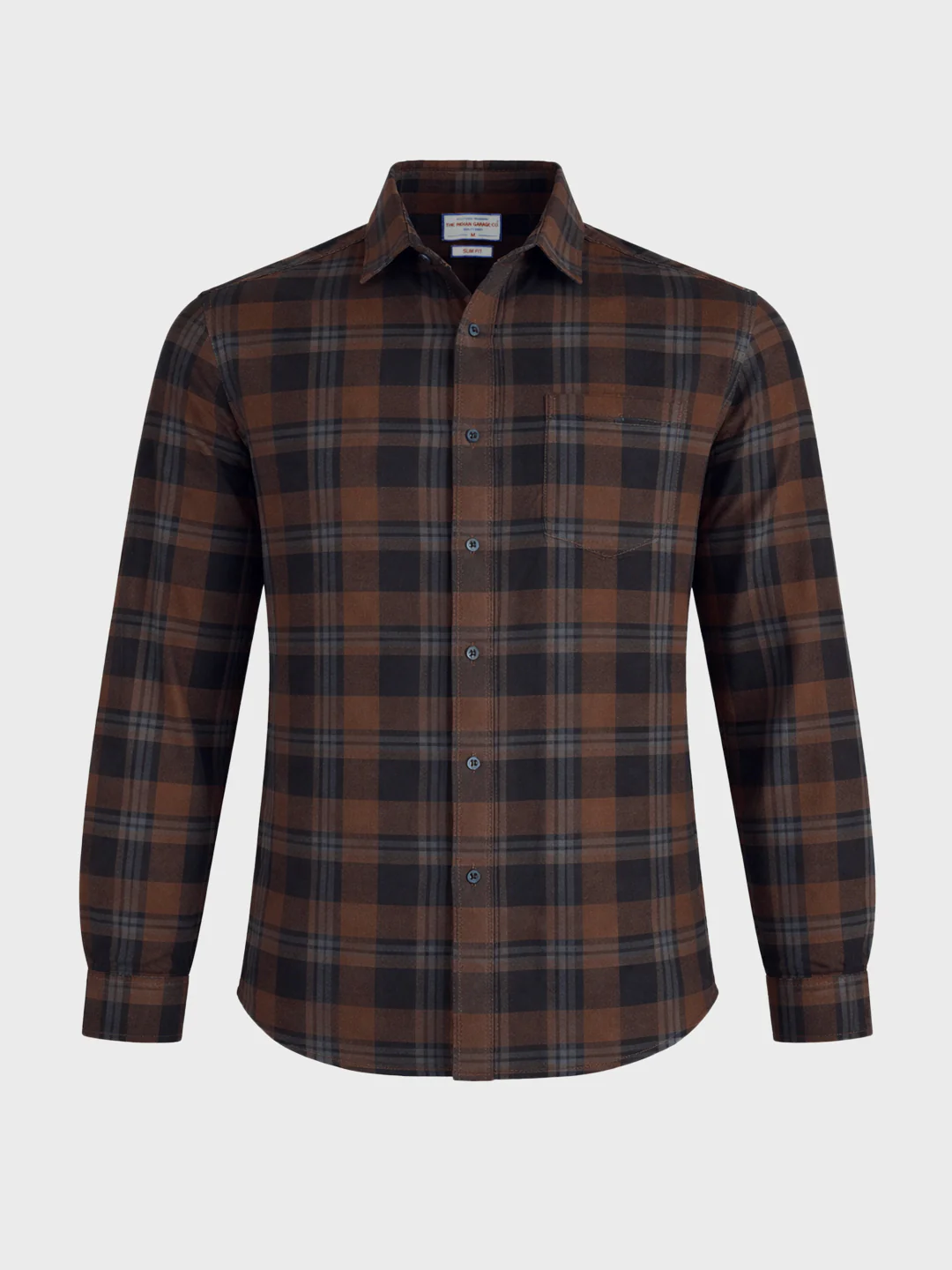 Men's Khaki Slim Fit Checkered Casual Shirt - Image 6