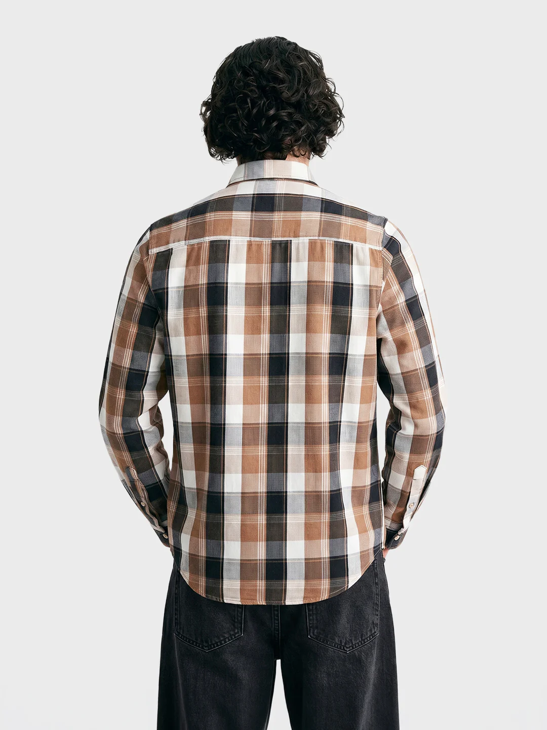 Men's Khaki Slim Fit Checkered Casual Shirts - Image 5