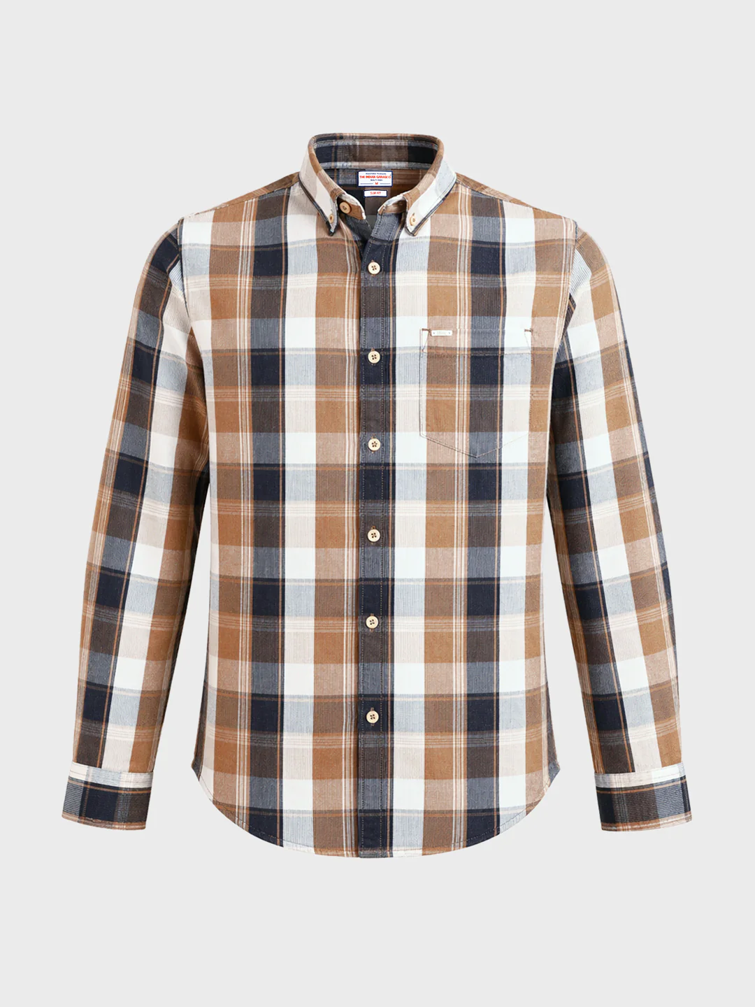 Men's Khaki Slim Fit Checkered Casual Shirts - Image 6