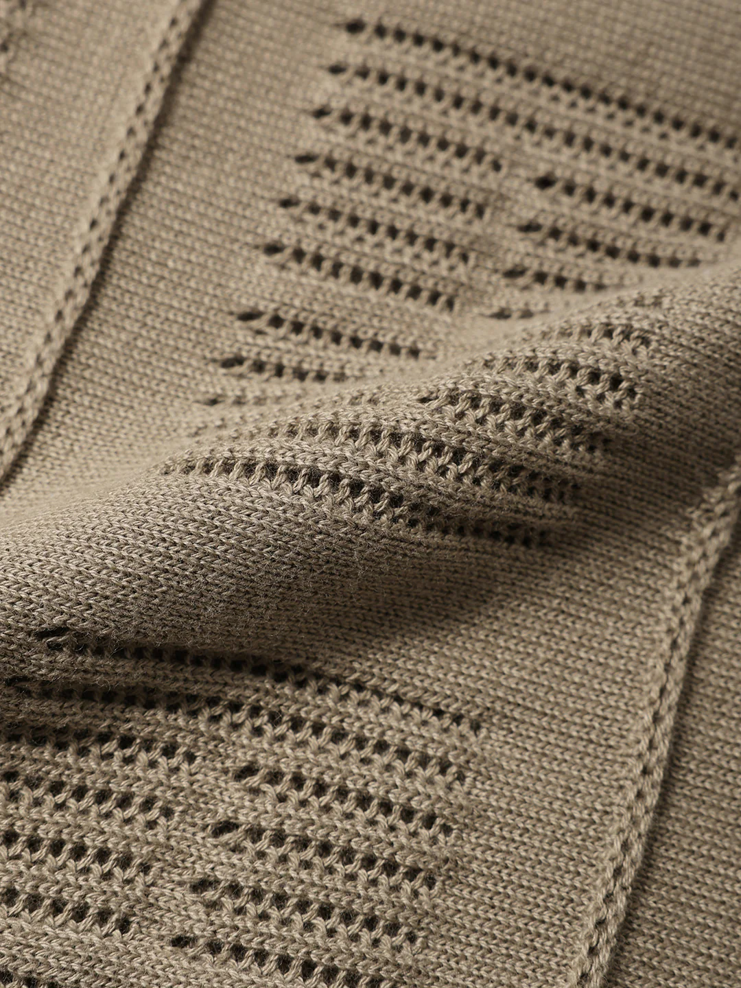 Men's Khaki Slim Fit Flat Knit Textured Shirt - Image 6