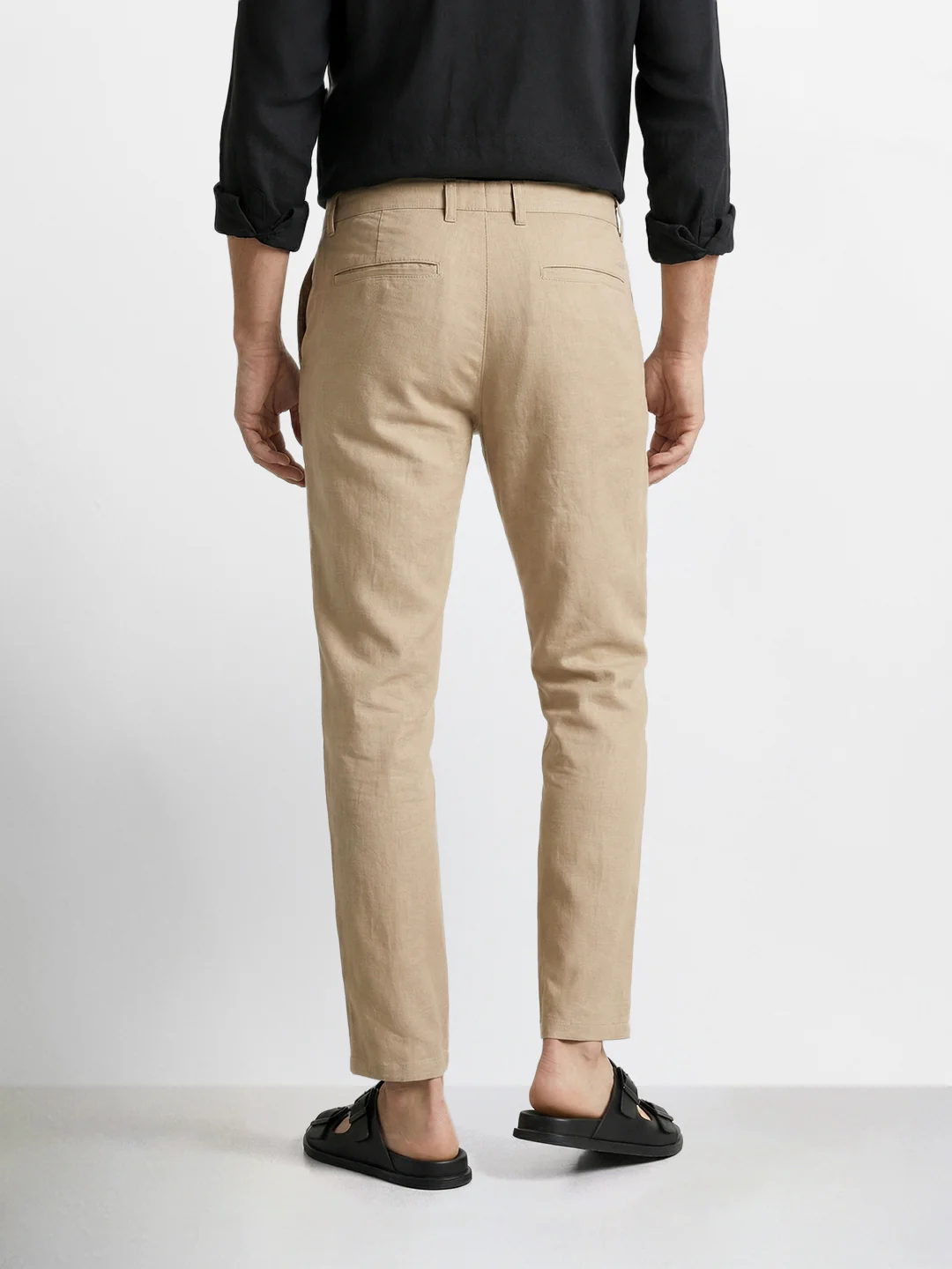 Men's Khaki Slim Fit Solid Casual Chinos - Image 4