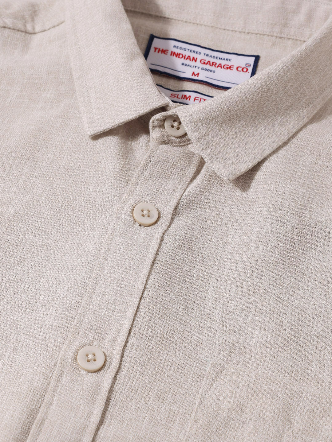 Men's Khaki Slim Fit Solid Casual Shirt - Image 6