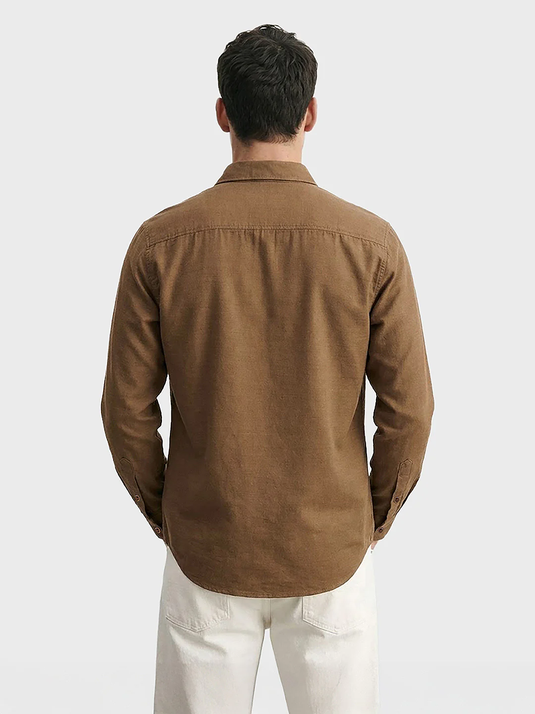 Men's Khaki Slim Fit Solid Casual Shirt - Image 3