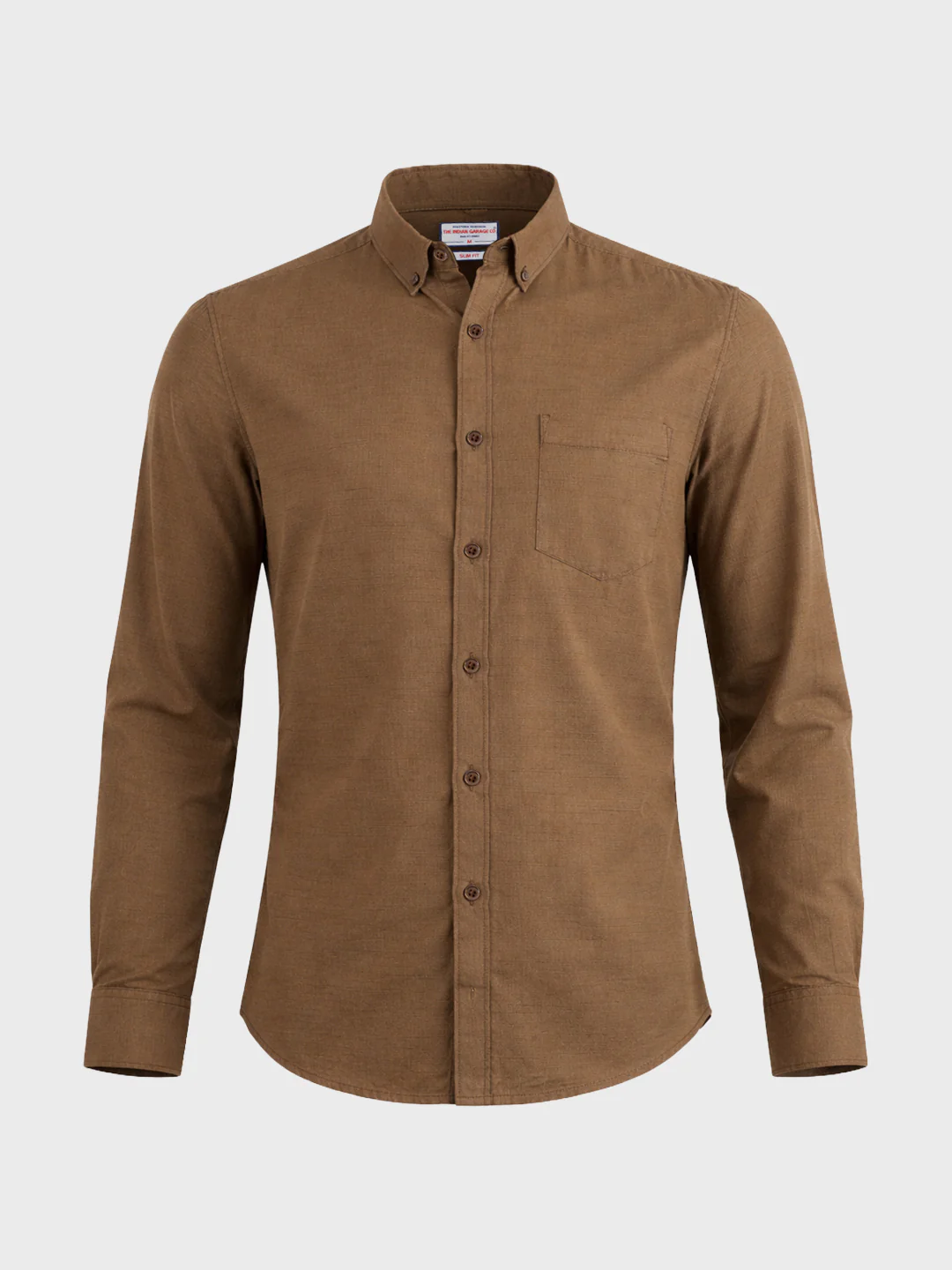 Men's Khaki Slim Fit Solid Casual Shirt - Image 4