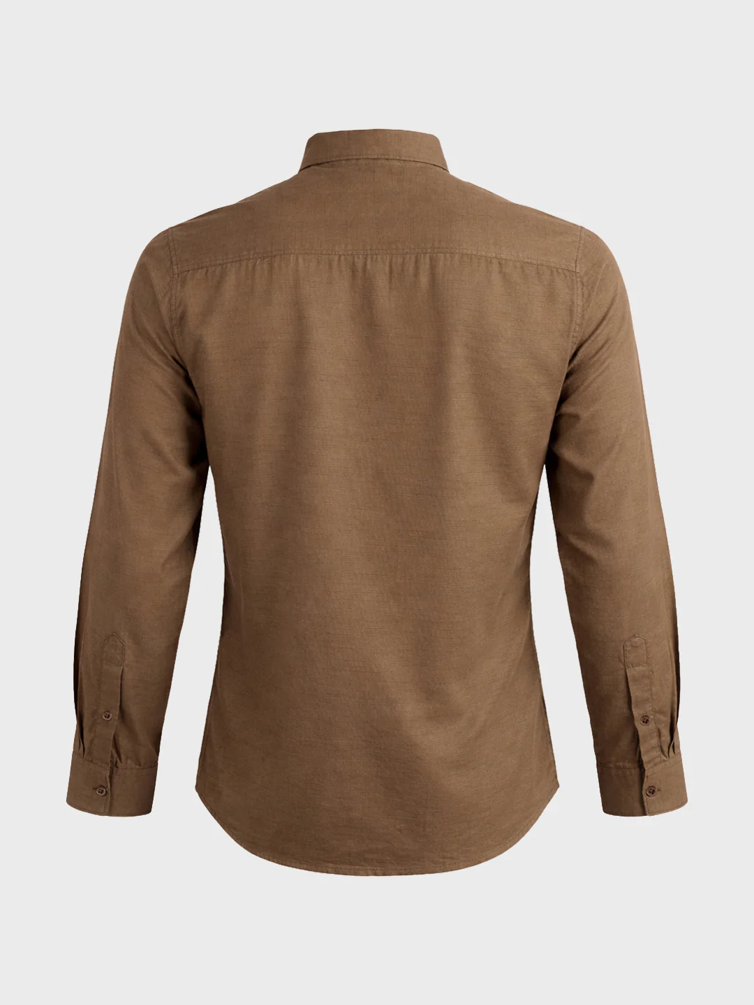 Men's Khaki Slim Fit Solid Casual Shirt - Image 5