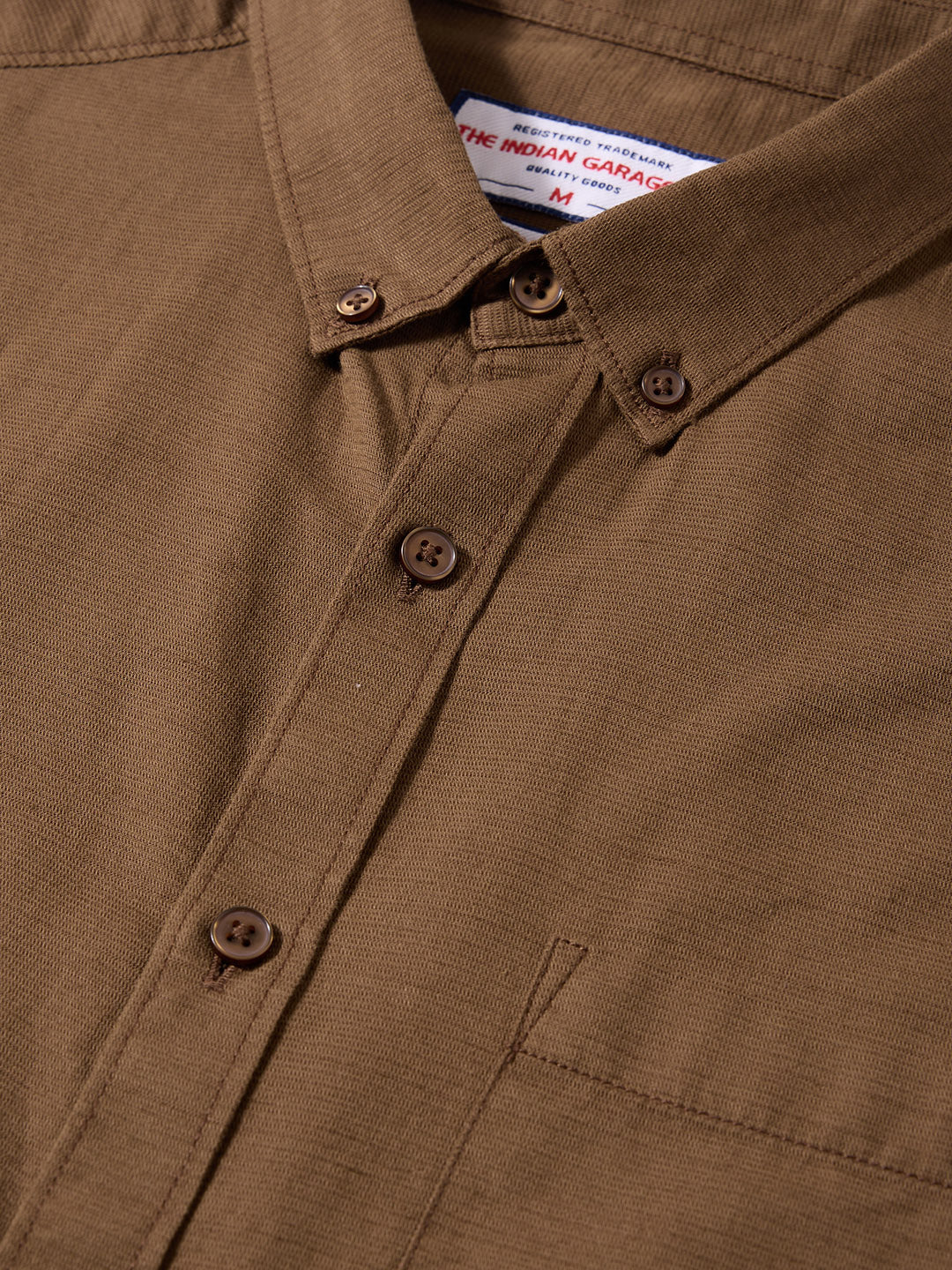 Men's Khaki Slim Fit Solid Casual Shirt - Image 6