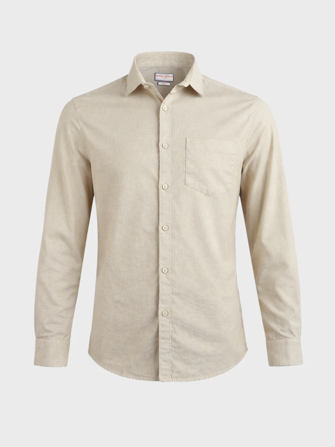 Men's Khaki Slim Fit Solid Casual Shirt - Image 6
