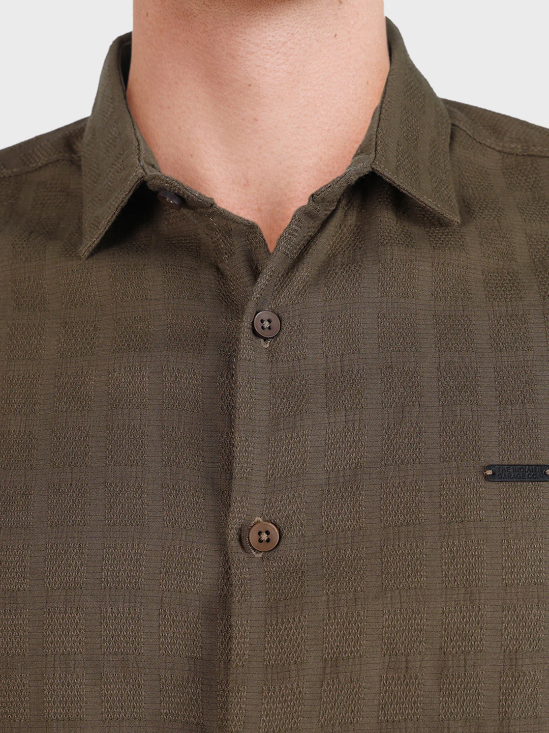 Men's Khaki Slim Fit Solid Casual Shirt - Image 3