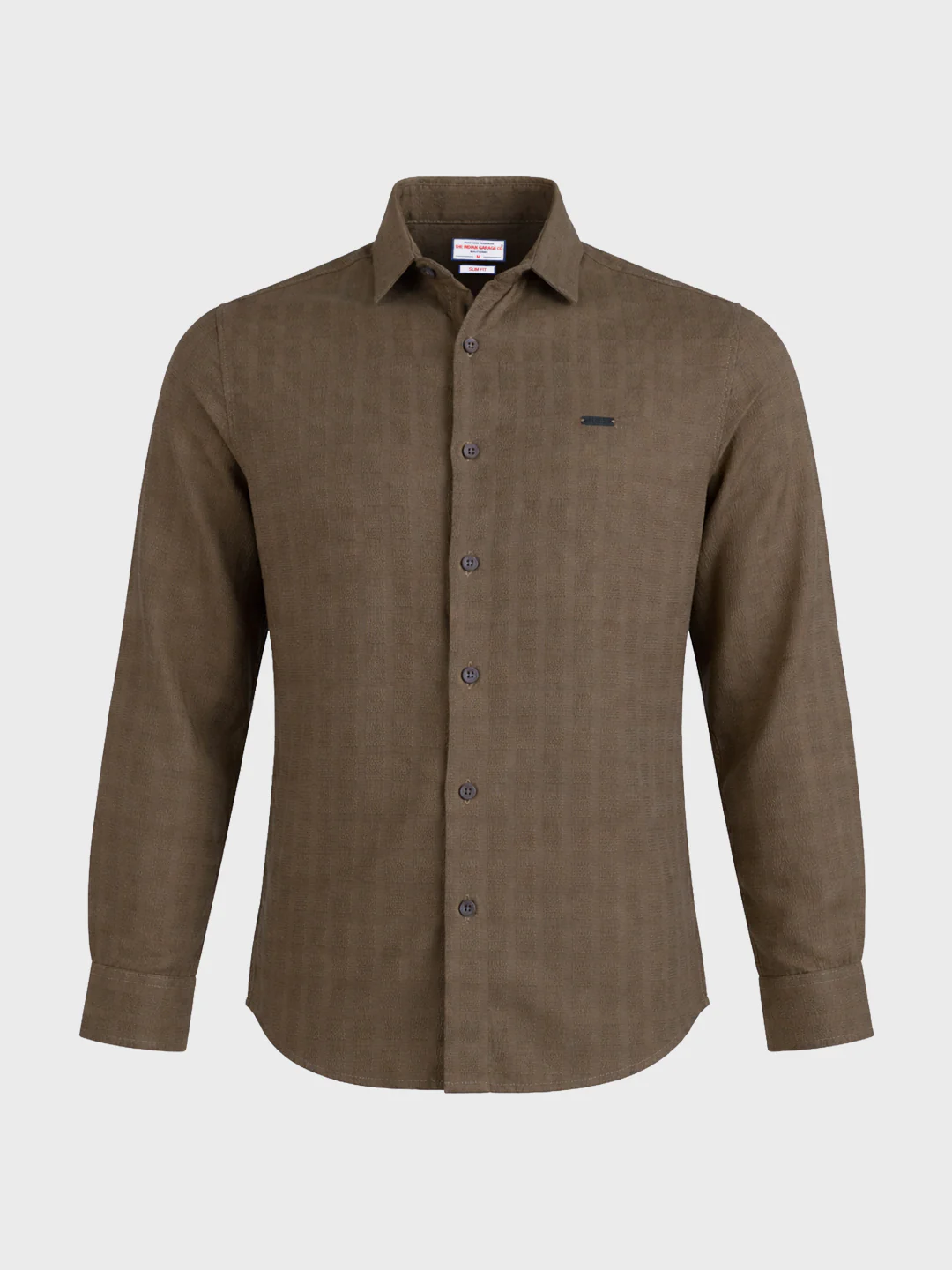 Men's Khaki Slim Fit Solid Casual Shirt - Image 6